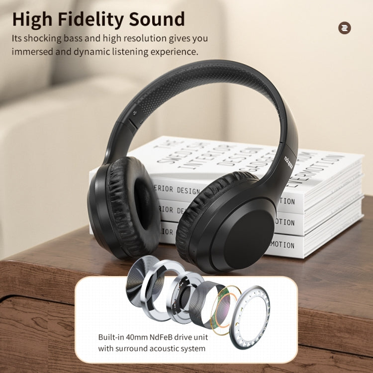 سماعة رأس لاسلكية ROCK Space O2 HiFi بتقنية البلوتوث 5.0 مع ميكروفون، تدعم بطاقة TF، Space O2