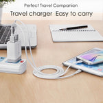 شاحن سريع للسفر AR-QC-03 بثلاثة منافذ USB بتيار 2.1 أمبير، قابس أمريكي، AR-QC-03 US، قابس AR-QC-03 US أزرق