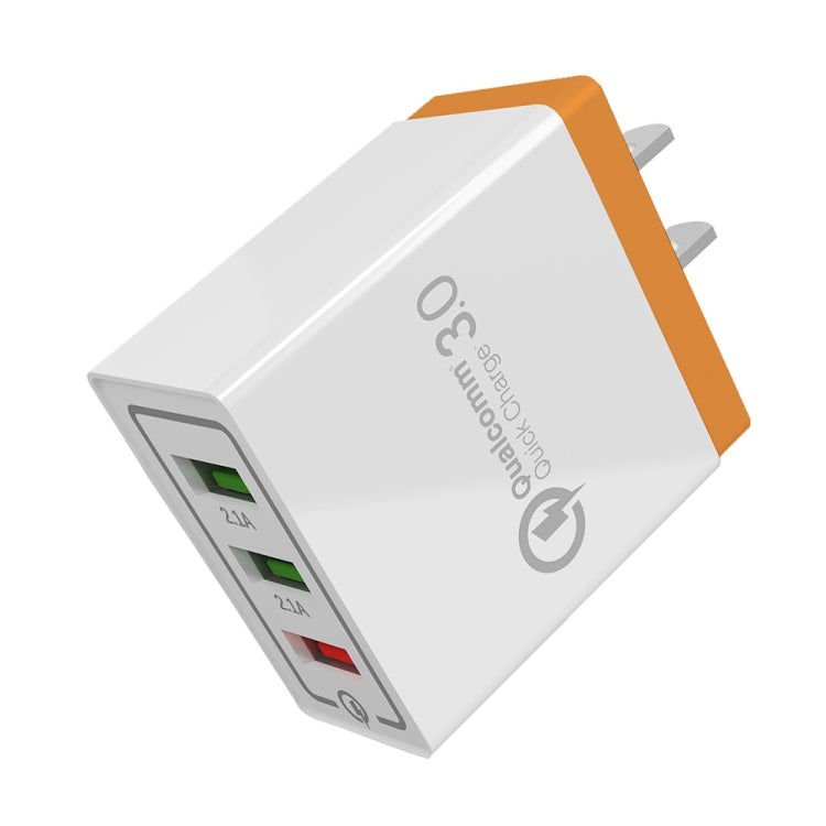 شاحن سريع للسفر AR-QC-03 بثلاثة منافذ USB بتيار 2.1 أمبير، قابس أمريكي، AR-QC-03 US، قابس AR-QC-03 US أزرق