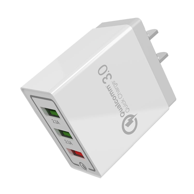 شاحن سريع للسفر AR-QC-03 بثلاثة منافذ USB بتيار 2.1 أمبير، قابس أمريكي، AR-QC-03 US، قابس AR-QC-03 US أزرق