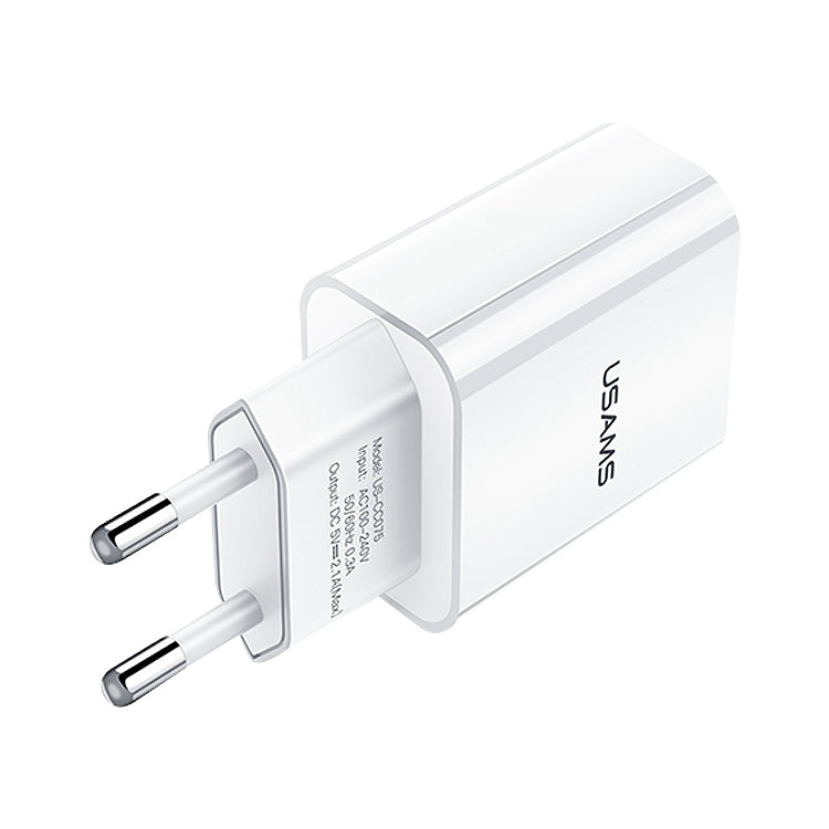 شاحن سفر USB فردي USAMS US-CC075 T18 2.1A، قابس الاتحاد الأوروبي، قابس الاتحاد الأوروبي