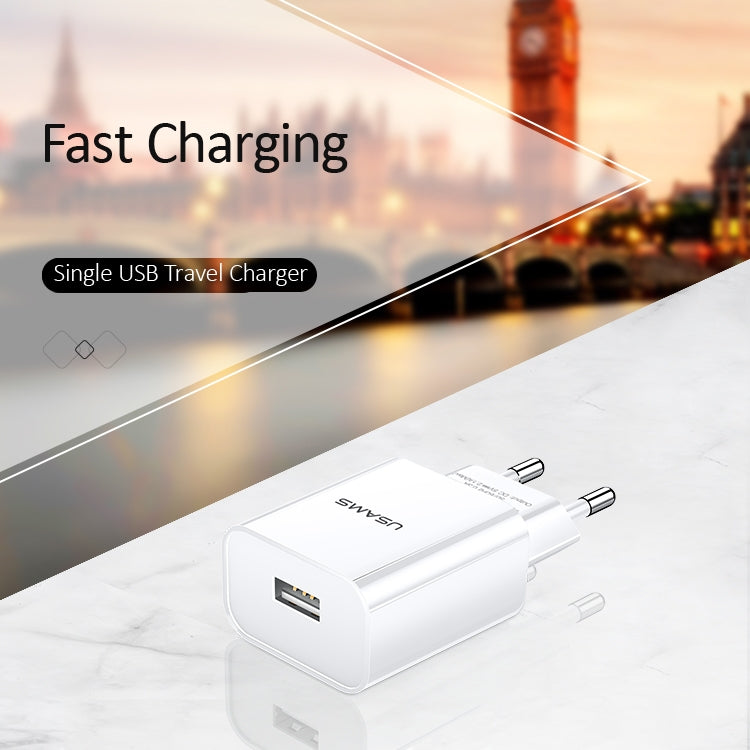 شاحن سفر USB فردي USAMS US-CC075 T18 2.1A، قابس الاتحاد الأوروبي، قابس الاتحاد الأوروبي