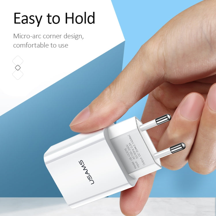 شاحن سفر USB فردي USAMS US-CC075 T18 2.1A، قابس الاتحاد الأوروبي، قابس الاتحاد الأوروبي