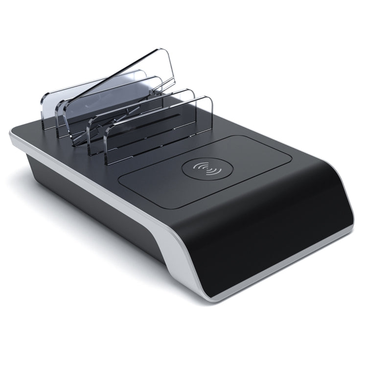 حامل شاحن لاسلكي Qi قياسي مع 4 منافذ USB وستاند للهاتف، قابس بريطاني، قابس بريطاني UD09