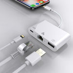 محول شبكة 8 دبابيس إلى RJ45 بسرعة 1000 ميجابت في الثانية + منفذ شحن + قارئ USB متعدد الوظائف للكاميرا، 1000 ميجابت في الثانية