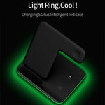 Z5 شاحن لاسلكي مغناطيسي عمودي Qi للهواتف المحمولة وساعات آبل وسماعات AirPods / Xiaomi Redmi AirDots، مع حلقة ضوء تعمل باللمس، Z5