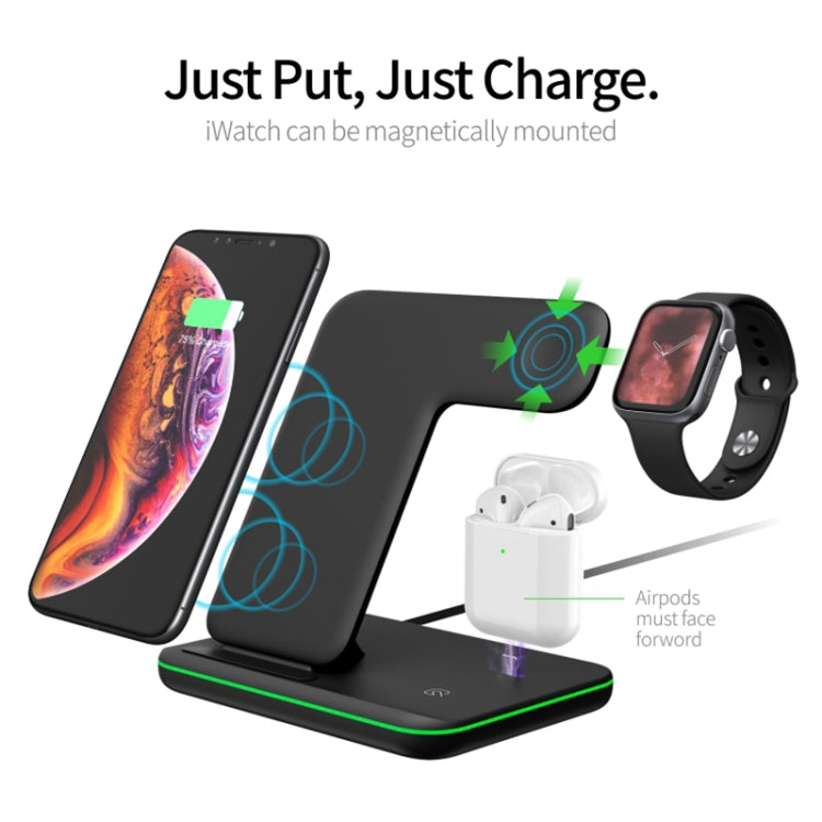 Z5 شاحن لاسلكي مغناطيسي عمودي Qi للهواتف المحمولة وساعات آبل وسماعات AirPods / Xiaomi Redmi AirDots، مع حلقة ضوء تعمل باللمس، Z5