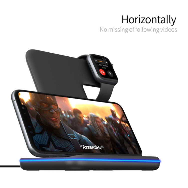 Z5 شاحن لاسلكي مغناطيسي عمودي Qi للهواتف المحمولة وساعات آبل وسماعات AirPods / Xiaomi Redmi AirDots، مع حلقة ضوء تعمل باللمس، Z5