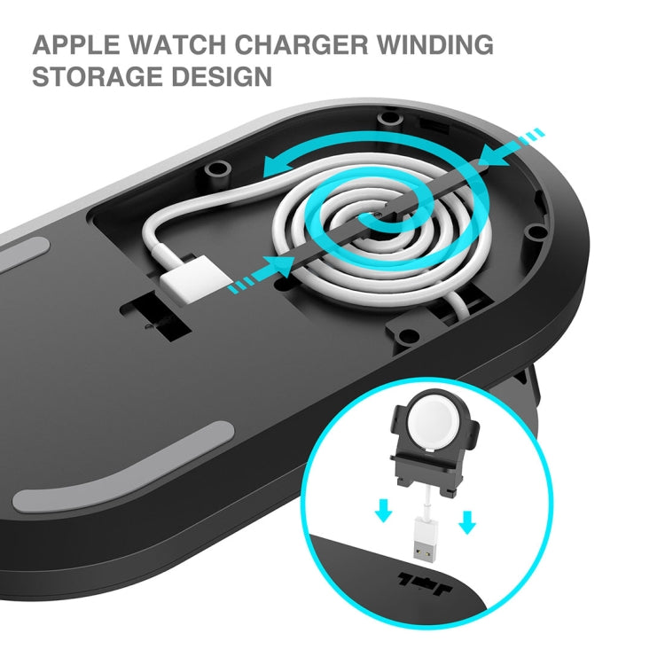 A04 شاحن لاسلكي متعدد الوظائف 3 في 1 Qi قياسي للهواتف المحمولة وiWatch وAirPods
