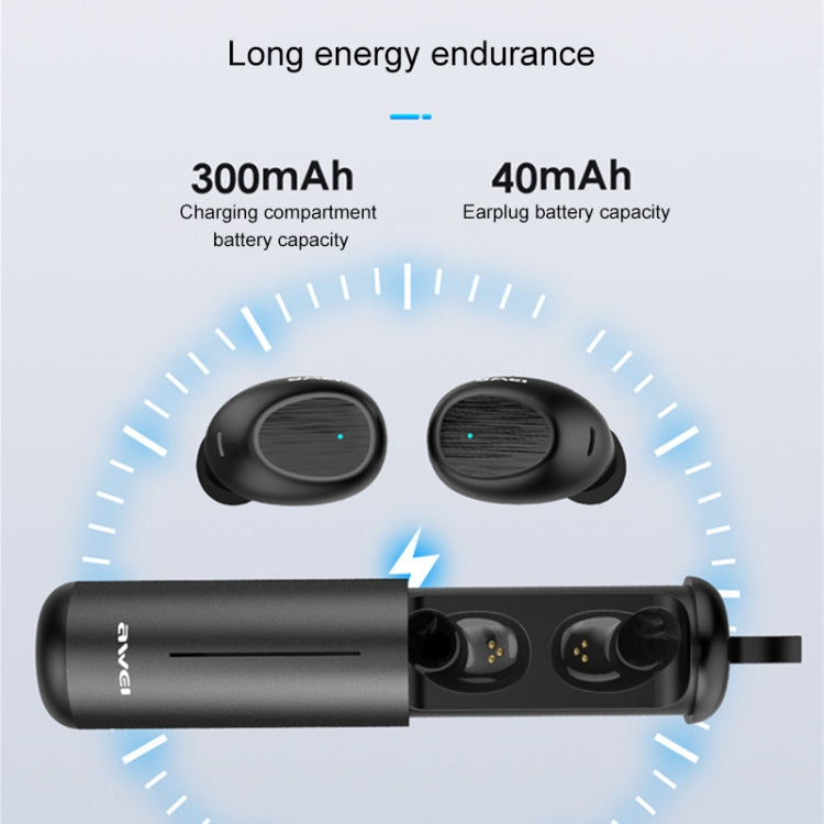 سماعة أذن رياضية لاسلكية TWS من awei T55 بتقنية Bluetooth V5.0 مع علبة شحن محمولة