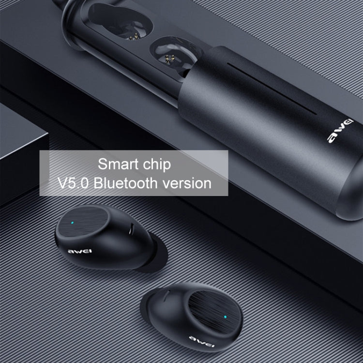 سماعة أذن رياضية لاسلكية TWS من awei T55 بتقنية Bluetooth V5.0 مع علبة شحن محمولة