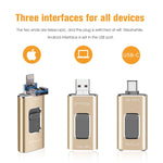 ريتشويل 3 في 1 فلاش ديسك معدني بسعة 16 جيجابايت مع منافذ Type-C + 8 دبابيس + USB 3.0 مع وظيفة OTG