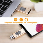 ريتشويل 3 في 1 فلاش ديسك معدني بسعة 16 جيجابايت مع منافذ Type-C + 8 دبابيس + USB 3.0 مع وظيفة OTG