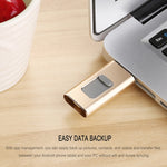 ذاكرة فلاش معدنية Richwell 3 في 1 بسعة 64 جيجابايت مع Type-C + 8 دبابيس + USB 3.0 مع وظيفة OTG