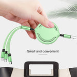 كابل شحن ومزامنة بيانات قابل للسحب 3 في 1 USB إلى USB-C / Type-C + 8Pin + Micro USB من السيليكون السائل 3.5A