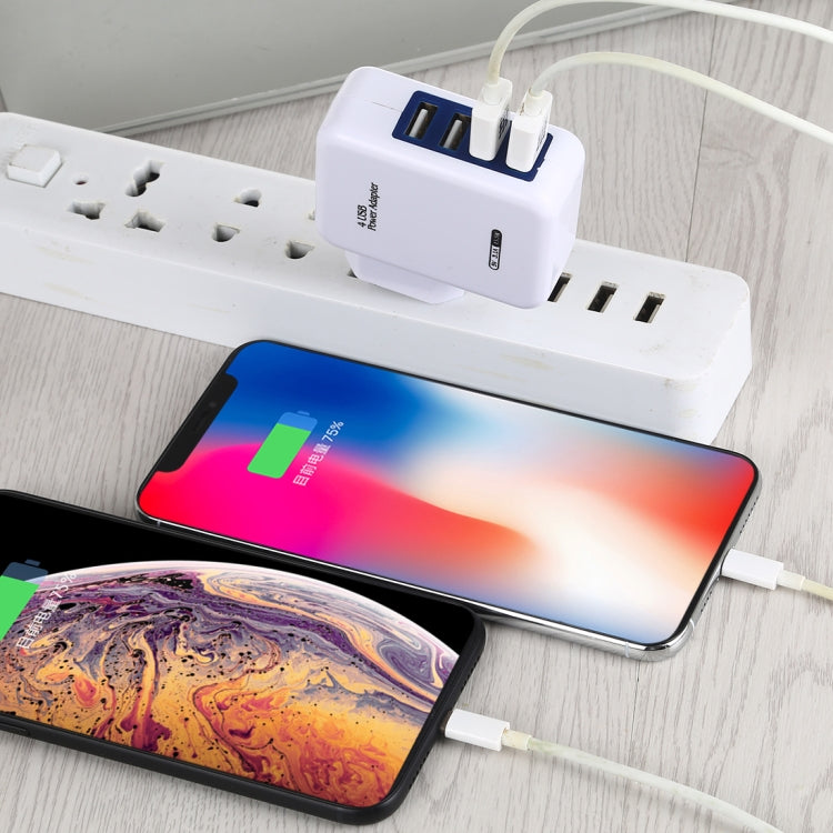 شاحن حائط USB رباعي المنافذ HT-CD03 بقوة 15.5 واط 5V 3.1A، شاحن سفر، قابس الاتحاد الأوروبي، HT-CD03