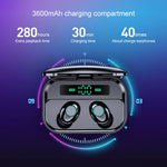 سماعة رأس ستيريو بلوتوث ثنائية الأذن TWS V5.0 مع علبة شحن وشاشة رقمية M7