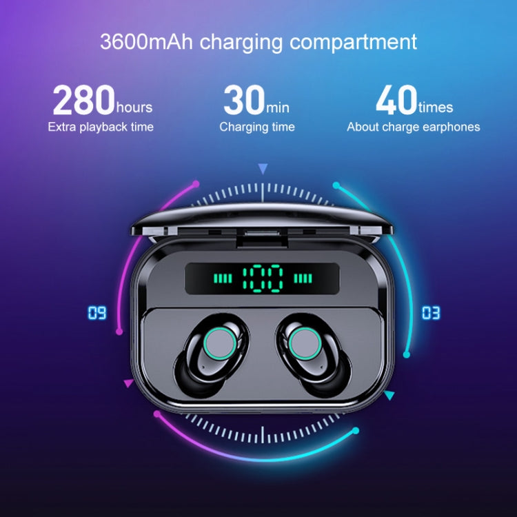 سماعة رأس ستيريو بلوتوث ثنائية الأذن TWS V5.0 مع علبة شحن وشاشة رقمية M7
