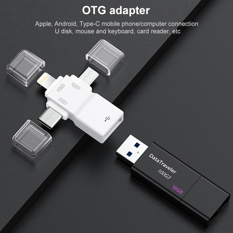 محول OTG من USB 2.0 إلى 8 دبابيس + USB-C / Type-C + Micro USB