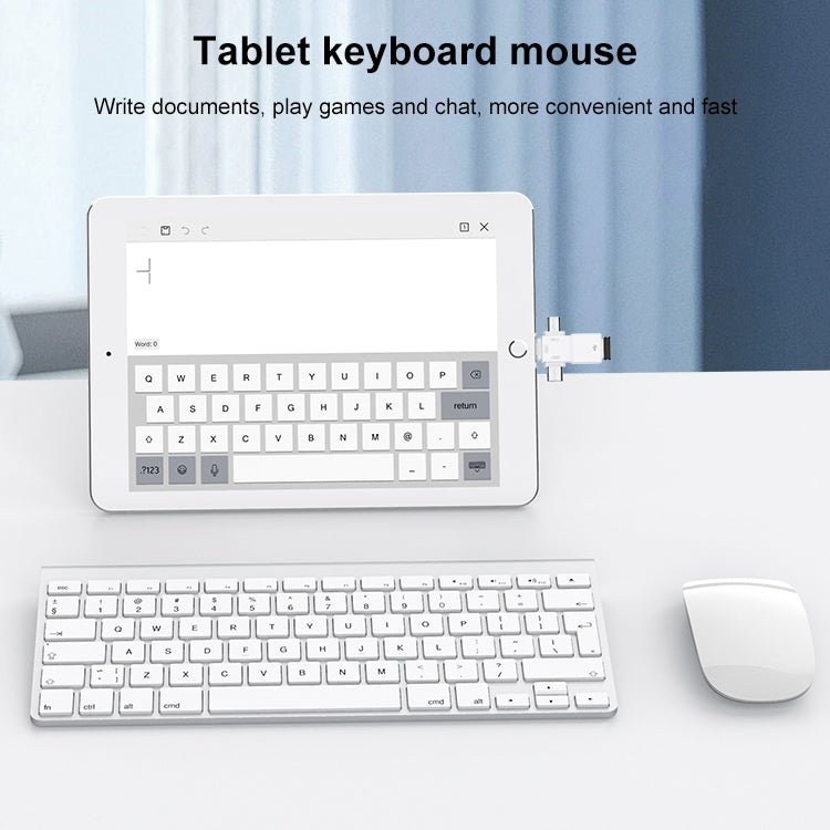محول OTG من USB 2.0 إلى 8 دبابيس + USB-C / Type-C + Micro USB