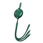 WK WDC-124 كابل شحن وبيانات تلسكوبي 3 في 1 3A 8 دبابيس + تايب-سي / USB-C + مايكرو USB من سلسلة بونا، الطول: 1.5م