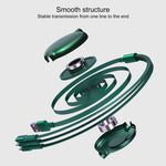 WK WDC-124 كابل شحن وبيانات تلسكوبي 3 في 1 3A 8 دبابيس + تايب-سي / USB-C + مايكرو USB من سلسلة بونا، الطول: 1.5م