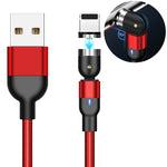 كابل شحن مغناطيسي دوار مضفر من النايلون USB إلى 8 بن، طول 1 متر، 2 أمبير