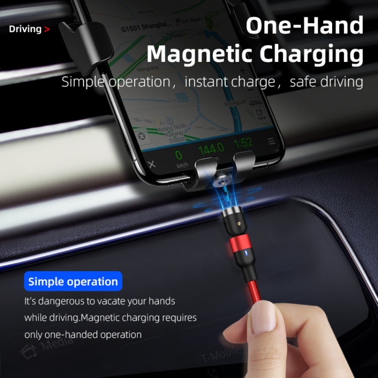 كابل شحن مغناطيسي دوار مضفر من النايلون 3 في 1 USB إلى 8 بن + USB-C / Type-C + Micro USB، طول 2 متر، 2 أمبير