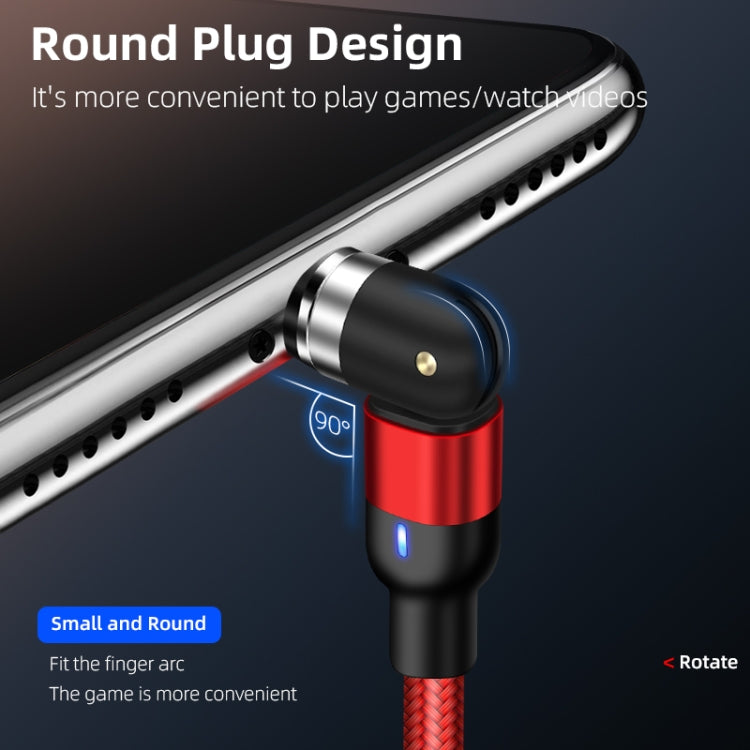 كابل شحن مغناطيسي دوار مضفر من النايلون 3 في 1 USB إلى 8 بن + USB-C / Type-C + Micro USB، طول 1 متر، 2 أمبير