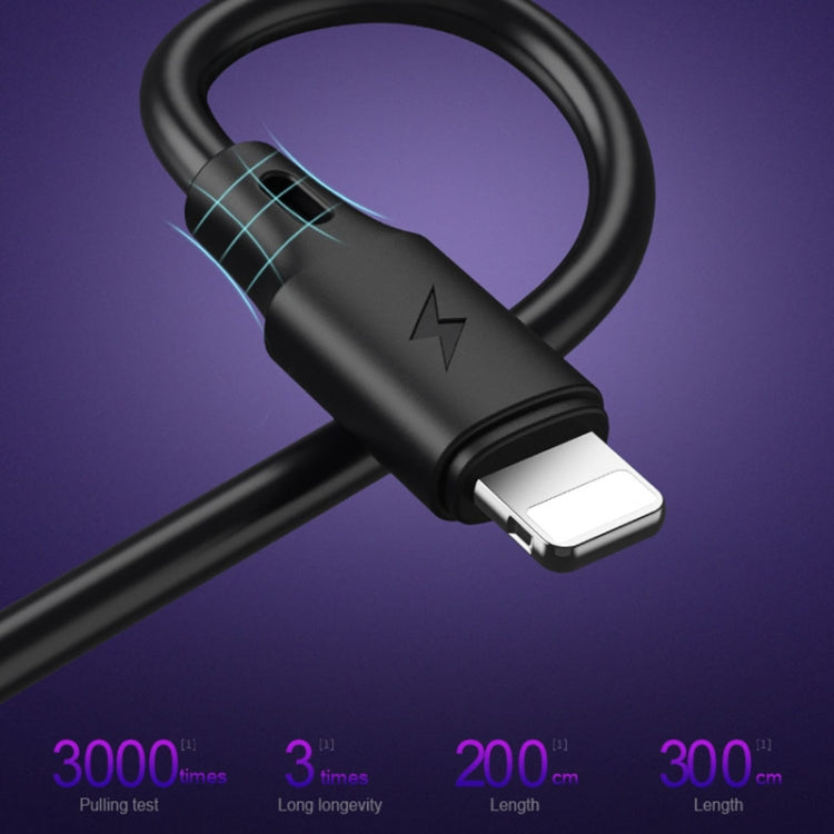 WK WDC-092 كابل شحن ومزامنة بيانات USB إلى 8 دبابيس من سلسلة برو بسرعة كاملة 2.4A بحد أقصى، الطول: 3م 8 دبابيس