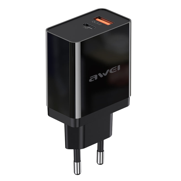 شاحن سفر سريع awei C-980 18W PD USB-C / Type-C + QC 3.0 بمنفذ USB، قابس الاتحاد الأوروبي