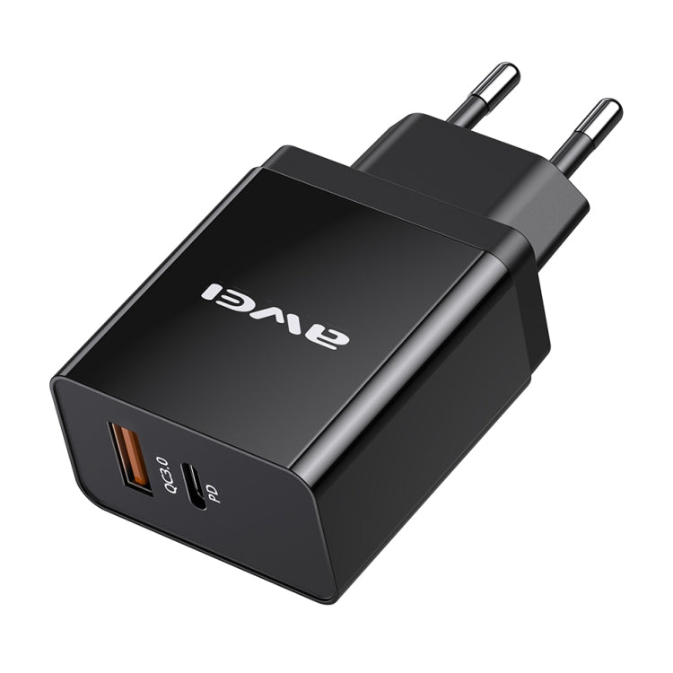 شاحن سفر سريع awei C-980 18W PD USB-C / Type-C + QC 3.0 بمنفذ USB، قابس الاتحاد الأوروبي