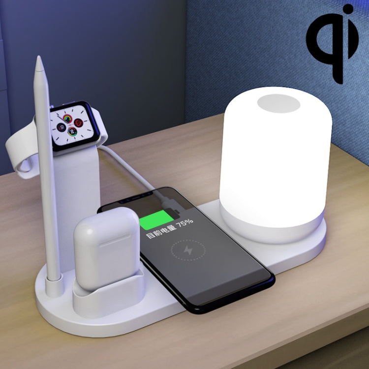 مصباح مكتب متعدد الوظائف WS6 بقوة 10 واط مع منفذي USB ومنفذ USB-C / تايب-سي + شاحن لاسلكي Qi