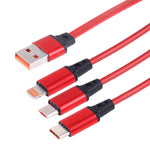 كابل شحن ومزامنة بيانات قابل للسحب 3 في 1 بطول 1.2م من USB إلى USB-C / تايب-سي + 8 دبابيس + مايكرو USB