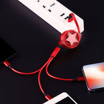 كابل شحن ومزامنة بيانات قابل للسحب 3 في 1 بطول 1.2م من USB إلى USB-C / تايب-سي + 8 دبابيس + مايكرو USB