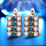 زوج من أقراط studs مستطيلة الشكل من الفضة الإسترلينية مع كريستال مطلي بالذهب عيار 18 قيراط للنساء، 16*9 مم (ذهبي)