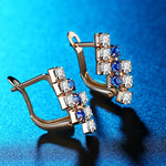 زوج من أقراط studs هندسية غير منتظمة من الفضة الإسترلينية مع كريستال مطلي بالذهب عيار 18 قيراط للنساء، 21*9 مم، أزرق، أحمر