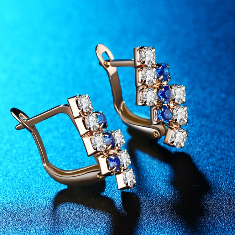 زوج من أقراط studs هندسية غير منتظمة من الفضة الإسترلينية مع كريستال مطلي بالذهب عيار 18 قيراط للنساء، 21*9 مم، أزرق، أحمر
