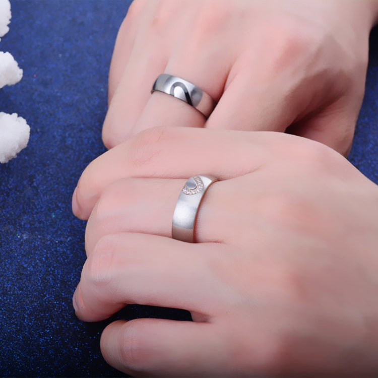 خاتم زوجين أنيق من التيتانيوم الصلب مزين بحب من حجر الراين للرجال والنساء (فضي بدون ألماس، المقاس الأمريكي: 10)، فضي بدون ألماس، المقاس الأمريكي: 10