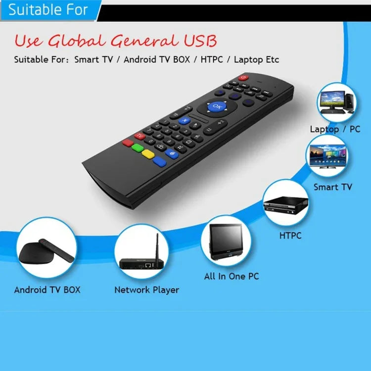 لوحة مفاتيح تحكم عن بعد لاسلكية MX3-M 2.4G مع مايكروفون لصندوق أندرويد تي في / الكمبيوتر الصغير، ماوس جوي مع ميكروفون