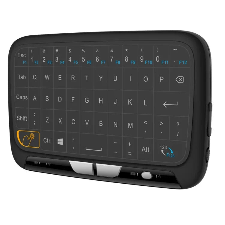 لوحة مفاتيح صغيرة لاسلكية H18 2.4 جيجاهرتز ماوس جوي مع لوحة مفاتيح QWERTY ولوحة لمس / اهتزاز للكمبيوتر الشخصي والتلفاز، لوحة مفاتيح H18 اللاسلكية