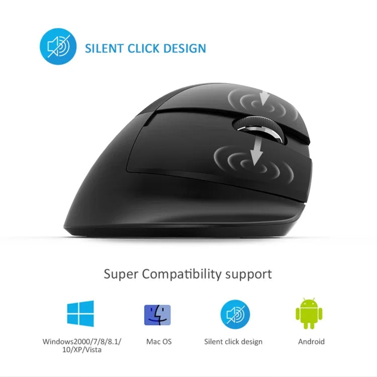 فأرة عمودية ميني لاسلكية DELUX M618 2.4G بدقة 2400 DPI USB قابلة للشحن، M618 رمادي