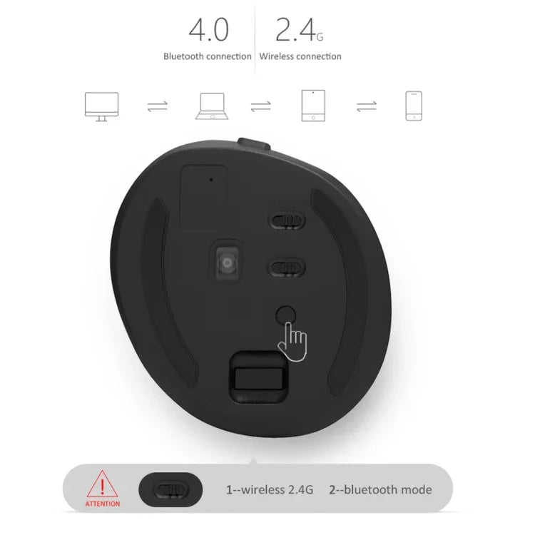 فأرة عمودية ميني لاسلكية DELUX M618 2.4G بدقة 2400 DPI USB قابلة للشحن، M618 رمادي