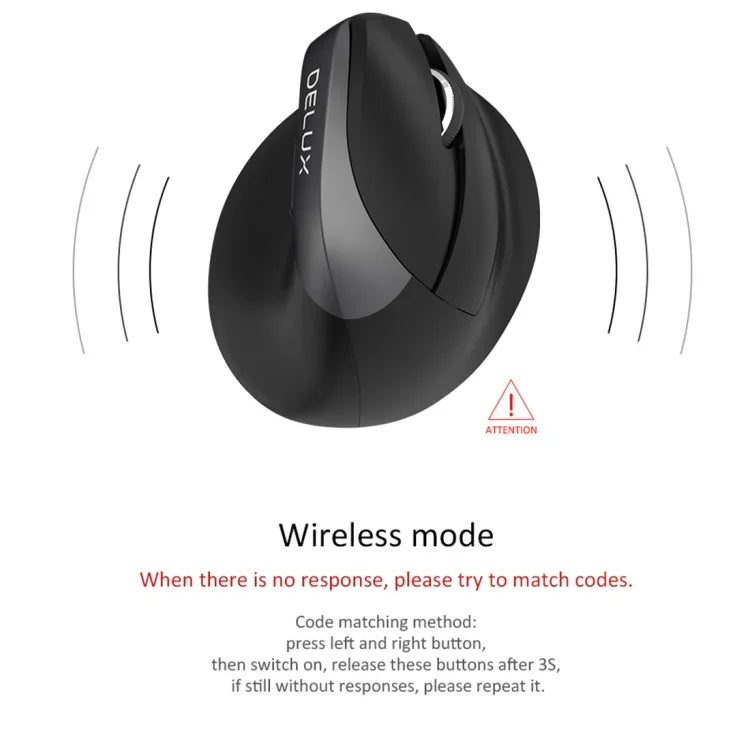 فأرة عمودية ميني لاسلكية DELUX M618 2.4G بدقة 2400 DPI USB قابلة للشحن، M618 رمادي