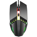 فأرة ألعاب سلكية HXSJ S200 USB2.0 بدقة 1600dpi قابلة للتعديل مع 4 أزرار مضيئة ملونة، الطول: 1.5م