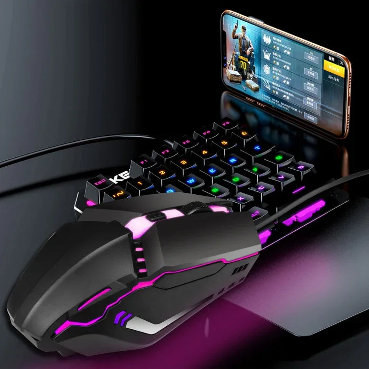فأرة ألعاب سلكية HXSJ S200 USB2.0 بدقة 1600dpi قابلة للتعديل مع 4 أزرار مضيئة ملونة، الطول: 1.5م