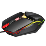 فأرة ألعاب سلكية HXSJ S200 USB2.0 بدقة 1600dpi قابلة للتعديل مع 4 أزرار مضيئة ملونة، الطول: 1.5م