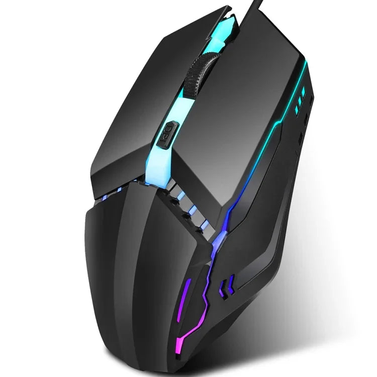 فأرة ألعاب سلكية HXSJ S200 USB2.0 بدقة 1600dpi قابلة للتعديل مع 4 أزرار مضيئة ملونة، الطول: 1.5م