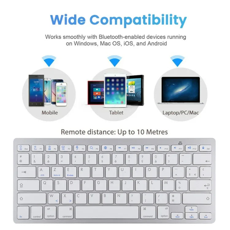 لوحة مفاتيح بلوتوث لاسلكية فائقة النحافة WB-8022 لأجهزة iPad، سامسونج، هواوي، شاومي، أجهزة لوحية أو هواتف ذكية، مفاتيح فرنسية، مفاتيح فرنسية