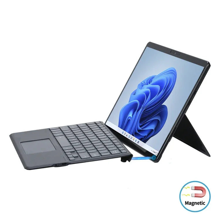 غطاء جلد للوحة مفاتيح بلوتوث بإضاءة خلفية ملونة مع فتحة قلم لجهاز Microsoft Surface Pro 8 اللوحي، لجهاز Microsoft Surface Pro 8